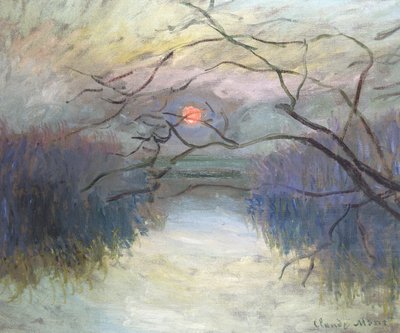 Solnedgang på Seinen ved Vétheuil, 1880 af Claude Monet