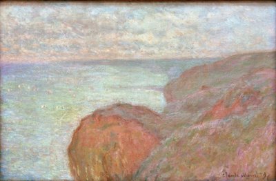 På klippen nær Dieppe, overskyet himmel af Claude Monet