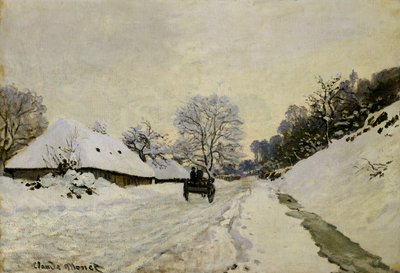 The Cart, eller Road under Snow at Honfleur, 1865 af Claude Monet