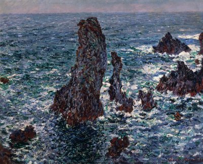 Klipperne i Belle-Ile-pyramiderne i Port-Coton, Wild Sea, 1886. af Claude Monet