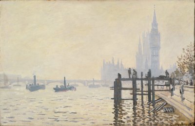 Themsen under Westminster ... (olie på lærred) af Claude Monet