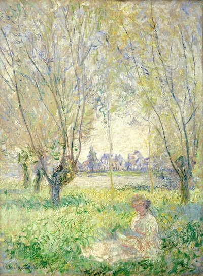 Kvinde siddende under piletræerne af Claude Monet