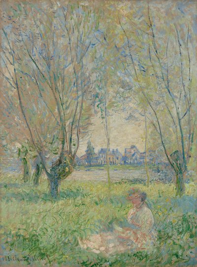 Kvinde siddende under piletræerne af Claude Monet