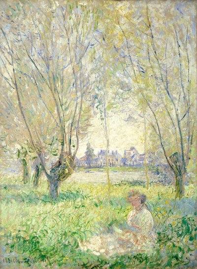 Kvinde siddende under piletræerne af Claude Monet