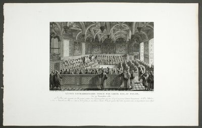 Særligt møde afholdt af Ludvig XVI på slottet, fra serien Tableaux historiques de la Révolution française af Claude Niquet