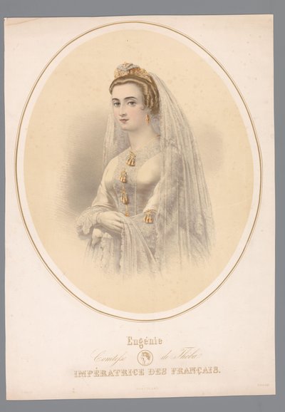 Portret van Eugenie, keizerin van Frankrig Eugenie, grevinde af Theba. Kejserinde af den franske (titel på objekt) af Claude Régnier