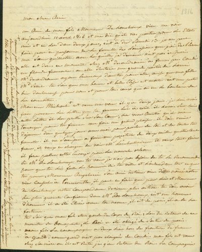 Brev til Antoine Saugrain fra hans bror, 1816 af Claude Saugrain