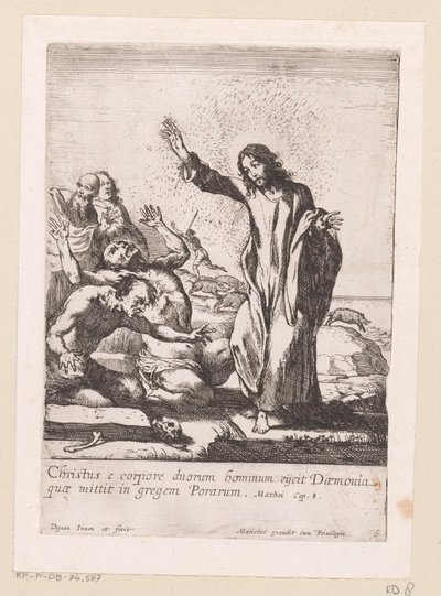 Kristus forløser to besatte fra dæmoner Miracula Domini Nostri Jesu Christi (serietitel) Mirakler af Kristus (serietitel) af Claude Vignon