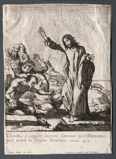 Jesu Kristi mirakler: Kristus udfrier de besatte. af Claude Vignon