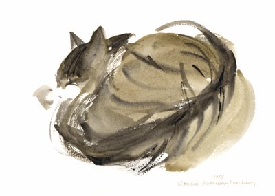 Sovende kat, 1985 (akvarel) af Claudia Hutchins Puechavy