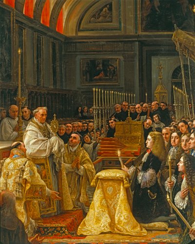 Tilbedelse af Sagrada Forma af Carlos II, konge af Spanien af Claudio Coello