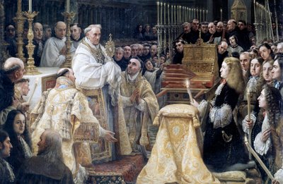 Karl II af Spanien i tilbedelse af den hellige eukaristien af Claudio Coello