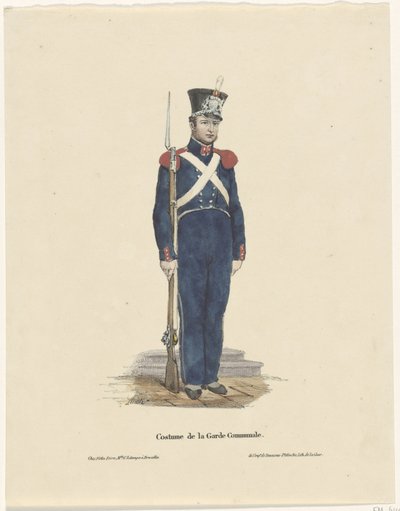 Belgisk bueskytte, 1830 Costume de la Garde Communale (titel på objekt) af Claudio Linati