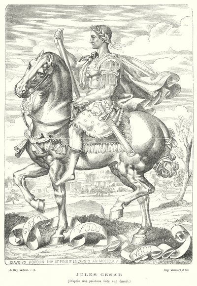 Julius Cæsar, romersk soldat og politiker (gravering) af Claudius Popelin