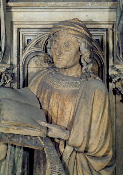Jeremias, detalje af en af profetfigurerne fra den sekskantede piedestal af Moses Brønd, 1395-1404 sten af Claus and Malouel, Jean Sluter