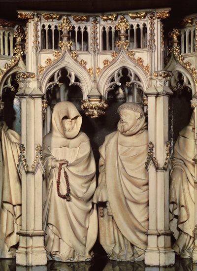Filip den Dristiges grav (1342-1404) detalje af to sørgende, fra Chartreuse-kirken i Champmol af Claus and Marville Jean de (d.1389) Sluter