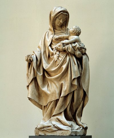 Jomfru med druestatue tilskrevet Claus de Werve (1380-1439) fra Claus Sluters skole. 1400-tallet. Auxonne-kirken (Cote d