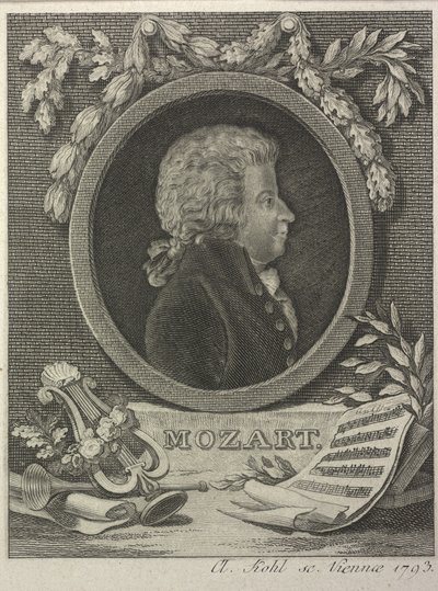 Wolfgang Amadeus Mozart, 1793 af Clemens Kohl