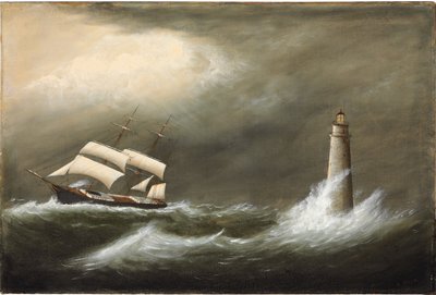 Skibe, der passerer Minots lys af Clement Drew
