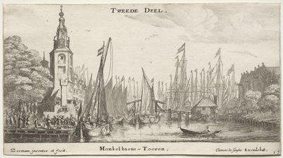 Forskellige skibe og udsigter over Amsterdam (Verscheÿde Ships and Gesichten van Amstelredam), del II af Clement de Jonghe