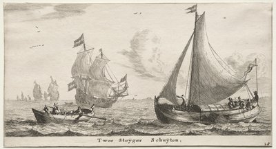 Forskellige skibe og udsigter over Amsterdam (Verscheÿde Schepen en Gesichten van Amstelredam), del II: Two Pier Boats af Clement de Jonghe