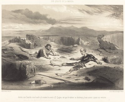 ...de ramte Sancho i jorden og det samme skete for D. Quixote... af Célestin Nanteuil