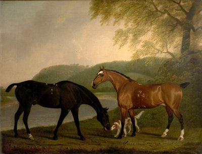 Heste og hund i et landskab, ca. 1830 af Clifton Tomson
