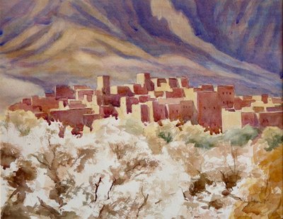Mandelblomst, Todra Gorge, 2000 (akvarel) af Clive Wilson