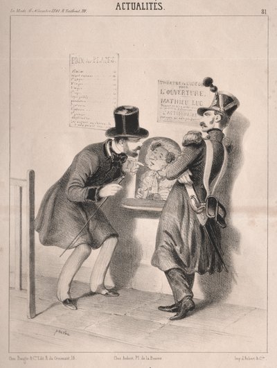 Nyheder: Åbningen af ​​det andet franske teater. Mr. alt er fuld, du ville ikke engang finde et sted i himlen! hvis du vil vende tilbage om fjorten dage, vil vi måske! af Clémente Pruche