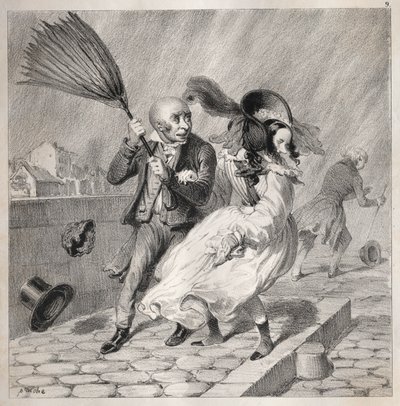 Bambochades: Kan du se, at mit barometer er i godt vejr!...det er en rig tid for..., 1841. af Clémente Pruche