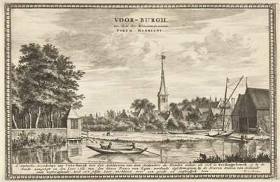 Udsigt over Voorburg Voor-burgh på romernes tid kaldet Forum Hadriani (titel på objekt) af Coenraet Decker