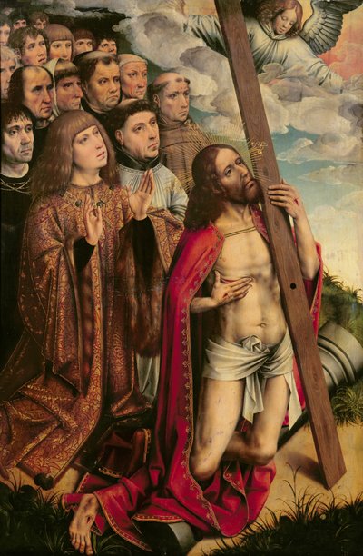 Kristus formidleren med Filip den smukke (1478-1506) og hans følge, venstre panel fra en altertavle (se også 223221) af Colijn de Coter
