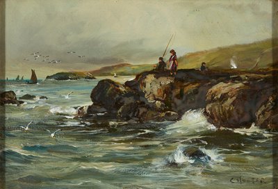 En dags fiskeri (olie om bord) af Colin (attr.to) Hunter