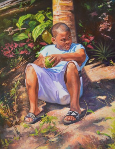 Dreng, brødfrugt, kokosnød, 2019 af Colin Bootman