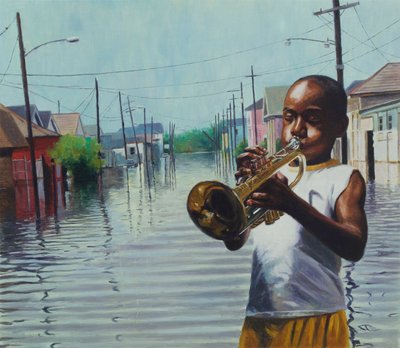 Boy With Horn, 2010 (olie om bord) af Colin Bootman