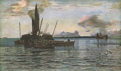 Sildemarkedet til søs på Loch Fyne, Argyll, 1884, c1930. af Colin Hunter