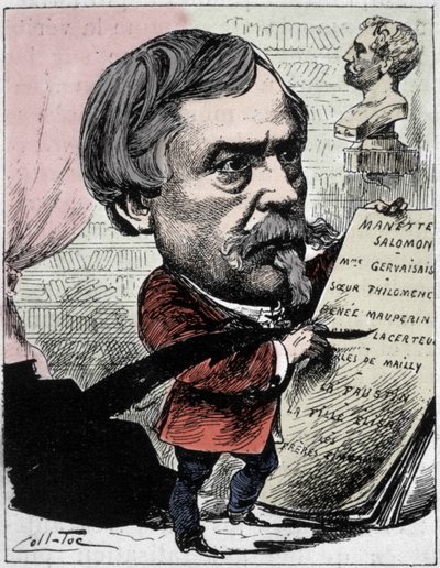 Tegneserie, der forestiller forfatteren Edmond de Goncourt (1822-1896) fra "The Men of Today" Tegning af Coll-Toc (Collignon og Tocqueville). 1892 af Coll Toc