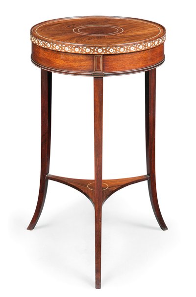 Victoriansk indlagt lejlighedsbord, ca. 1880 (palisander og elfenben) af Collinson and Lock