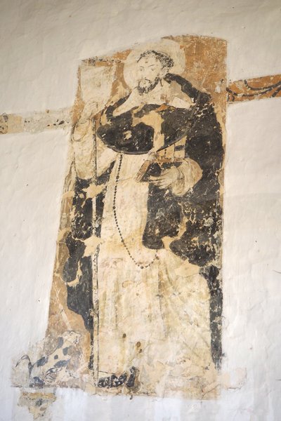 Vægmaleri af Santo Domingo de Guzman, 1700-tallet, Santo Ecce Horio-klosteret, Barichara, Colombia (frisk) af Colombian School