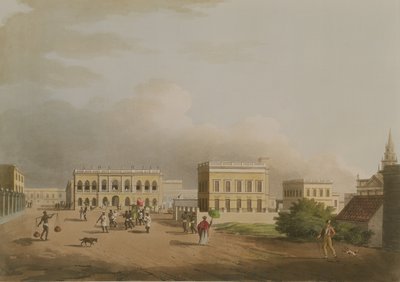 The Old Court House, Calcutta, plade 17 fra Twenty Four Views i Hindostan, indgraveret af Harradon, pub. af Edward Orme (1774-c.1820) 1805 (akvatinte) af Colonel Francis Swain Ward