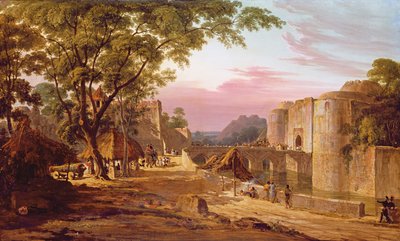 Processionen ind i fortet i Bharatpur (olie på lærred) af Colonel Robert Smith