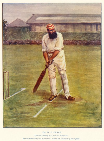 Dr W G Grace (farve litho) af Colonel Stuart Wortley