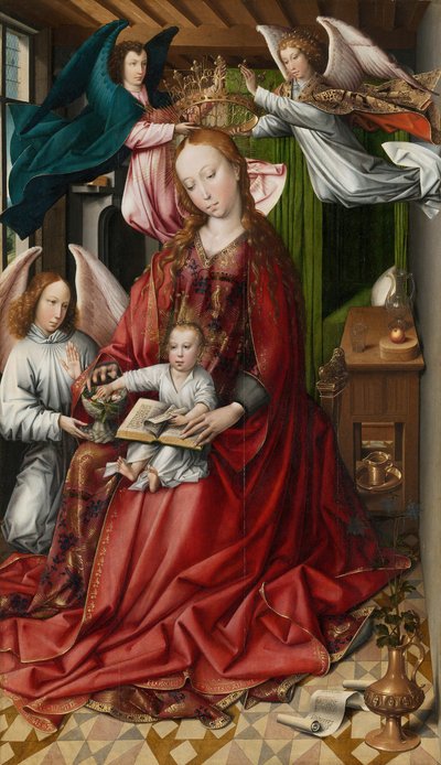 Jomfru og barn kronet af engle, 149095. af Colyn de Coter