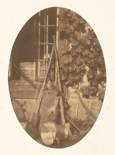 [Stilleben med haveudstyr] af Comte Olympe Aguado