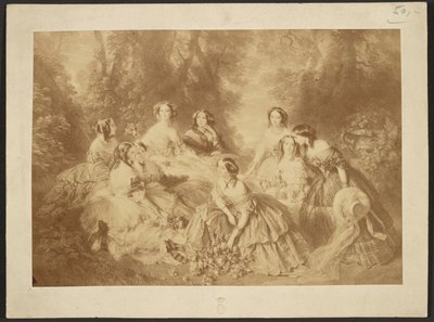 "Kejserinde Eugenie omgivet af sine tjenestedamer" af Franz Xaver Winterhalter af Comte Olympe Aguado