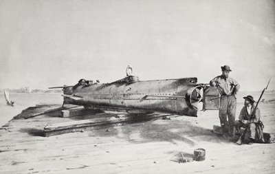Konfødereret ubåd, Hunley (litho) af Conrad Wise Chapman