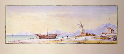 Bordighera Beach, af Consalvo Carelli (1818-1900), Italien af Consalvo Carelli