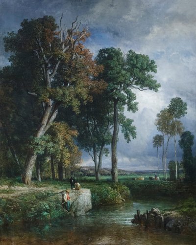 Fiskerne, ca. 1850 (olie på lærred) af Constant Emile Troyon