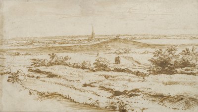 Landskab nær Appeldoorn, 1680 (pen og brunt blæk) af Constantijn the Younger Huygens