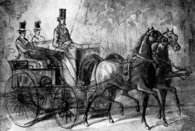 A Dandy Driving, 1800-tallet, 1930 af Constantin Guys